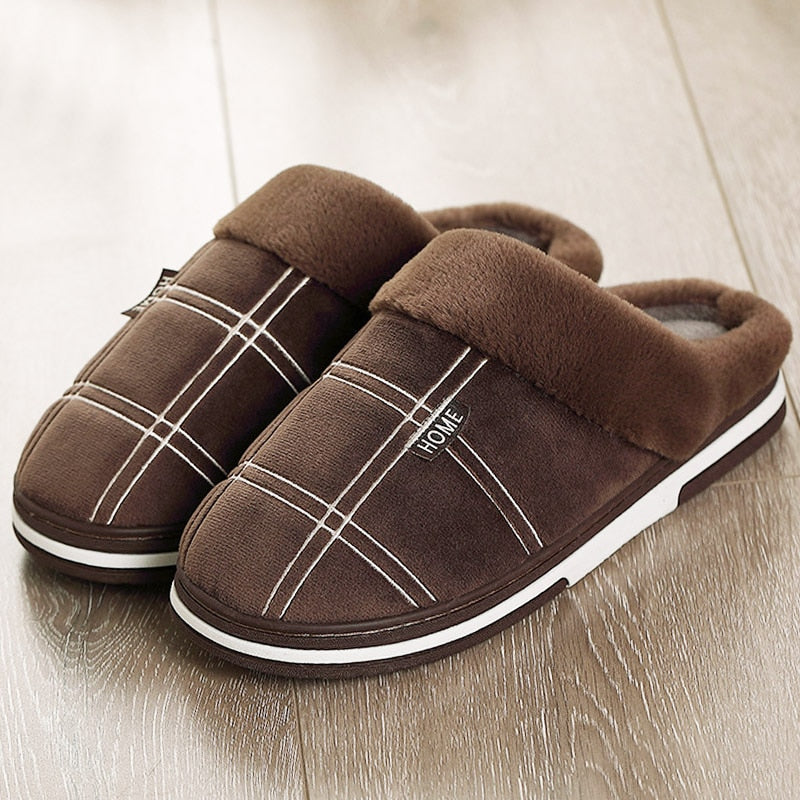 Men's Plaid Plush Slippers