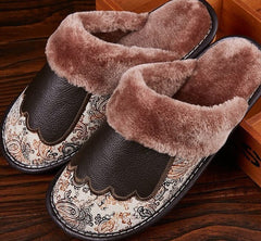 Men's Luxury Fur and Leather Slippers