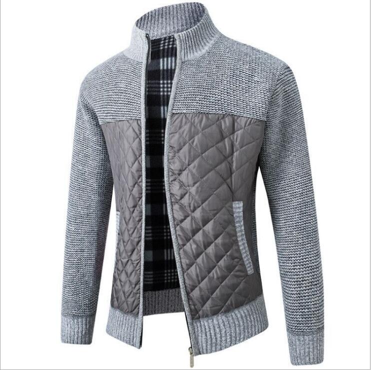 Men's Quilted Detail Zipper Cardigan