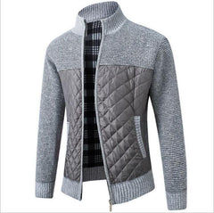 Men's Quilted Detail Zipper Cardigan