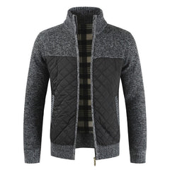 Men's Quilted Detail Zipper Cardigan