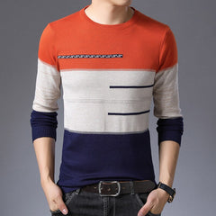 Men's Contrast Lines Sweater
