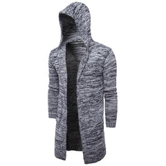 Men's Melange Color Hooded Cardigan
