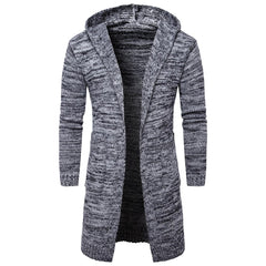 Men's Melange Color Hooded Cardigan