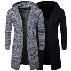 Men's Melange Color Hooded Cardigan