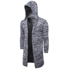 Men's Melange Color Hooded Cardigan