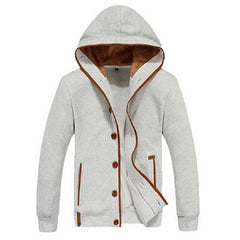 Men's Fleece Patch Hooded Cardigan