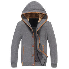 Men's Fleece Patch Hooded Cardigan