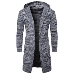 Long Cotton Men's Cardigan in Black and Grey Colors