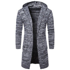 Long Cotton Men's Cardigan in Black and Grey Colors