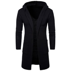 Long Cotton Men's Cardigan in Black and Grey Colors