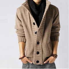 Men's Knitted V-Neck Thick Sweater