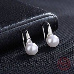 Women's 925 Sterling Silver Water Drop Pearl Earrings