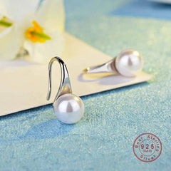Women's 925 Sterling Silver Water Drop Pearl Earrings