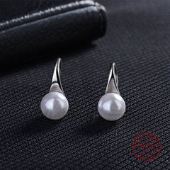 Women's 925 Sterling Silver Water Drop Pearl Earrings