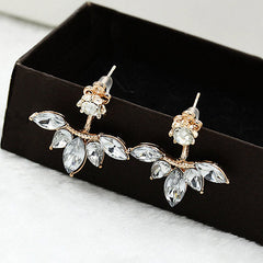 Fashion Romantic Leaf Shaped Crystal Stud Earrings