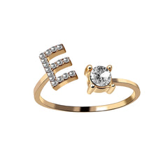 Adjustable Women's Letter Ring in Silver and Gold