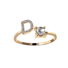 Adjustable Women's Letter Ring in Silver and Gold