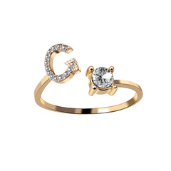 Adjustable Women's Letter Ring in Silver and Gold