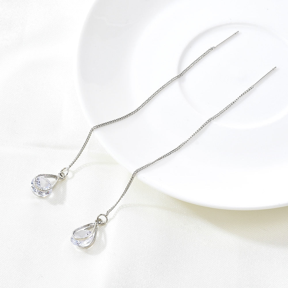 Women's Water Drop Chain Earrings