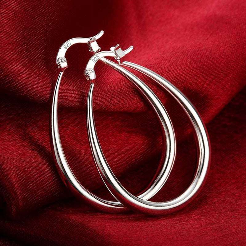 Women's 925 Sterling Silver Smooth Circle Earrings