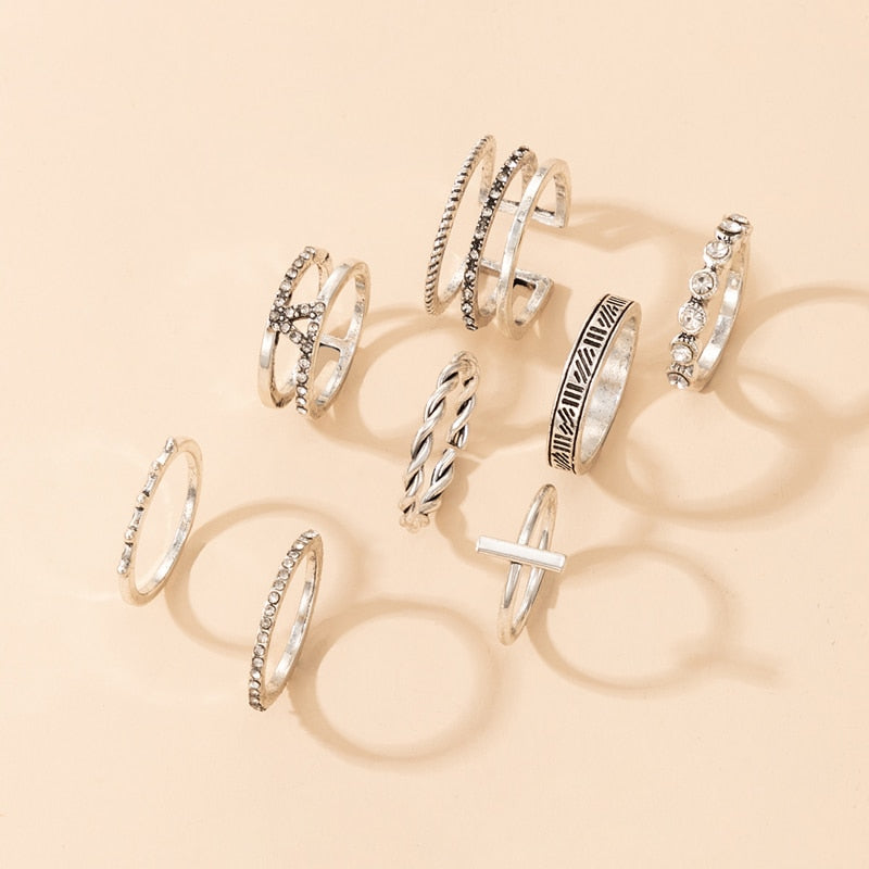 Geometric Patterned Rings Set
