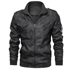 Men's Leather Jacket with Hood