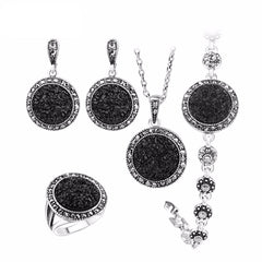 Luxury Vintage Silver Plated Women's Jewelry Set
