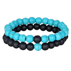 Natural Stone Beaded Bracelets Pair for Couples