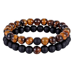 Natural Stone Beaded Bracelets Pair for Couples