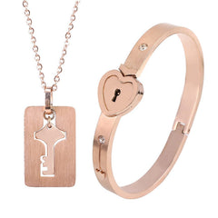 Heart Shaped Lock Jewelry Set for Lovers