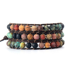 Bohemian Beaded Leather Wrap Bracelet