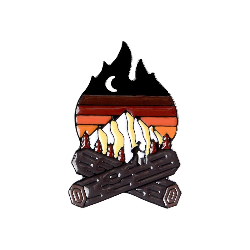 Camping Themed Metal Brooch