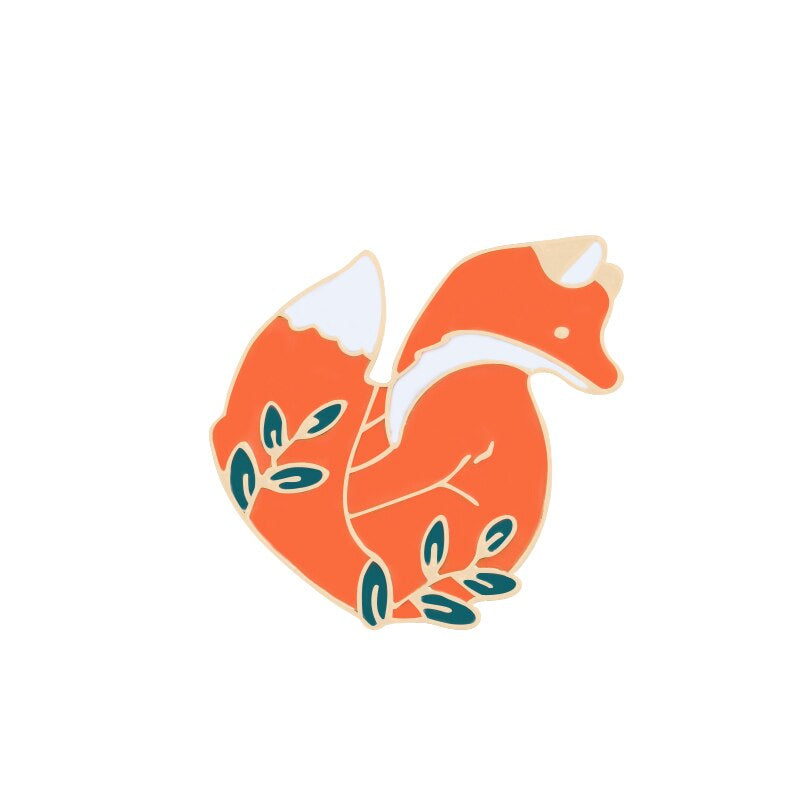 Cartoon Gold / Silver Fox Enamel Brooch