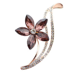 Elegant Flower Shaped Sparkling Metal Women's Brooch