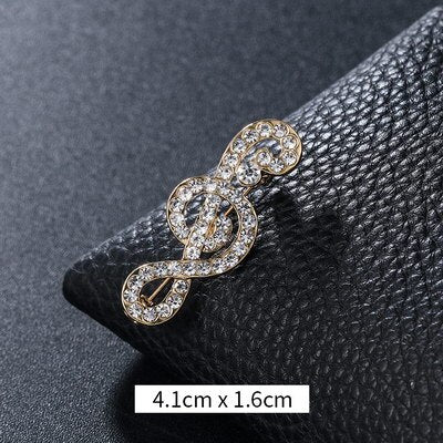 Crystal Musical Note Brooch
