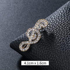 Crystal Musical Note Brooch