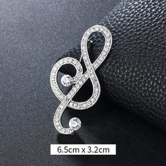 Crystal Musical Note Brooch