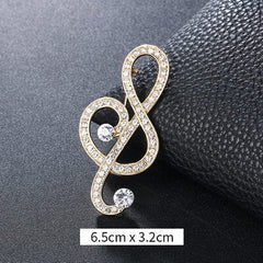 Crystal Musical Note Brooch