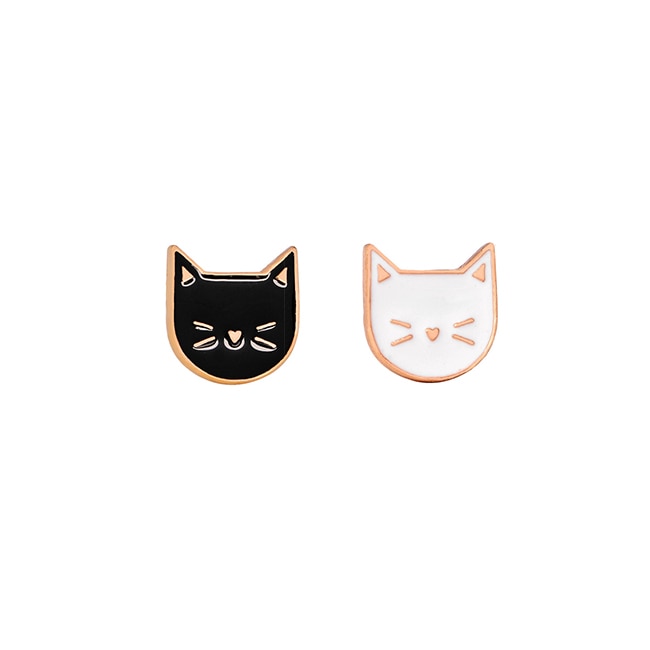 Cartoon Cat Shaped Enamel Pins 2 pcs Set