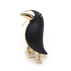 Enamel Black Crow Brooch
