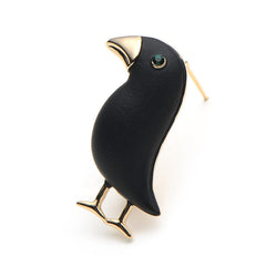 Enamel Black Crow Brooch