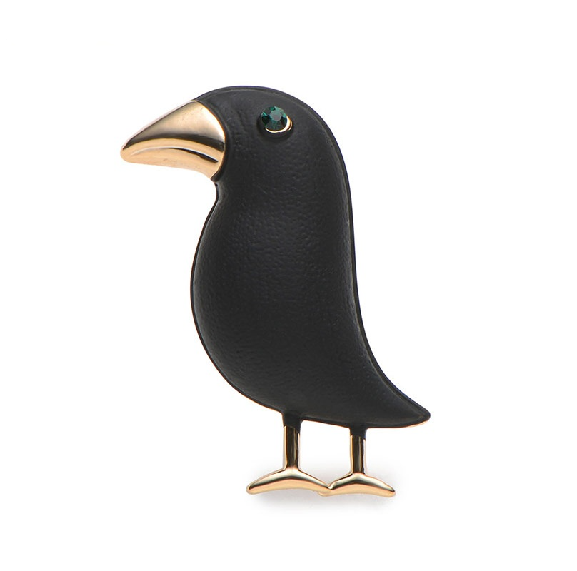 Enamel Black Crow Brooch