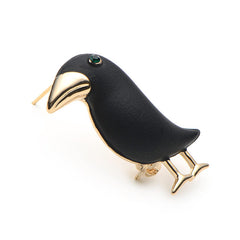 Enamel Black Crow Brooch