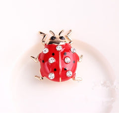 Colorful Ladybug Brooch with Rhinestone