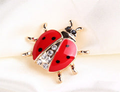 Colorful Ladybug Brooch with Rhinestone
