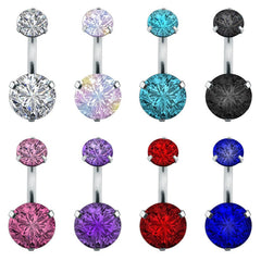 Elegant Cubic Zirconia Crystal Piercing Belly Ring