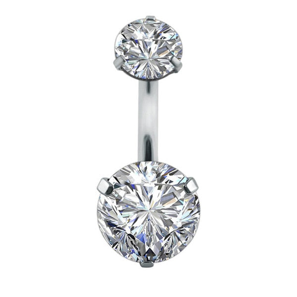 Elegant Cubic Zirconia Crystal Piercing Belly Ring