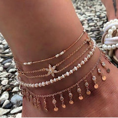 Multi Layer Anklet Set for Women