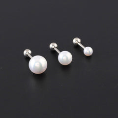 Women's Stainless Steel Screw Barbell Rings with Pearl Ball